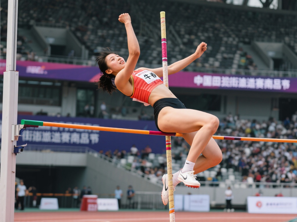 牛春格勇夺南京站中国田径街头巡回赛女子撑竿跳金牌